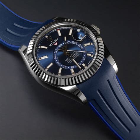 rolex sky-dweller blue rubber strap